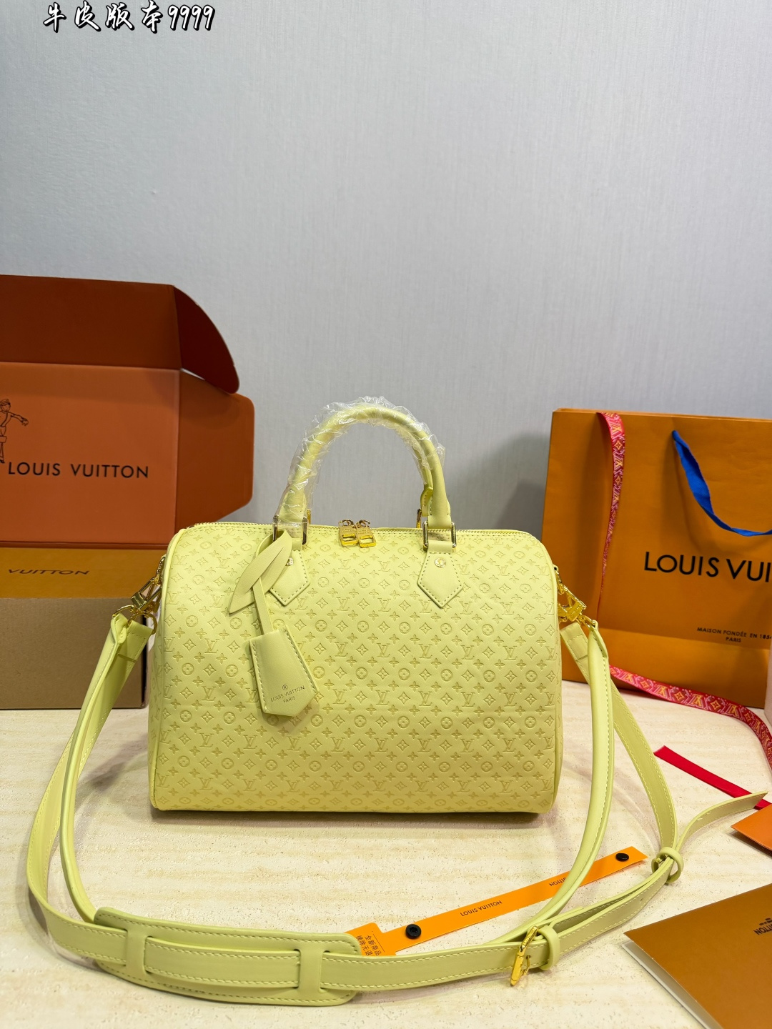 LV Speedy Handbag Monogram Canvas Cowhide Leather Crossbody